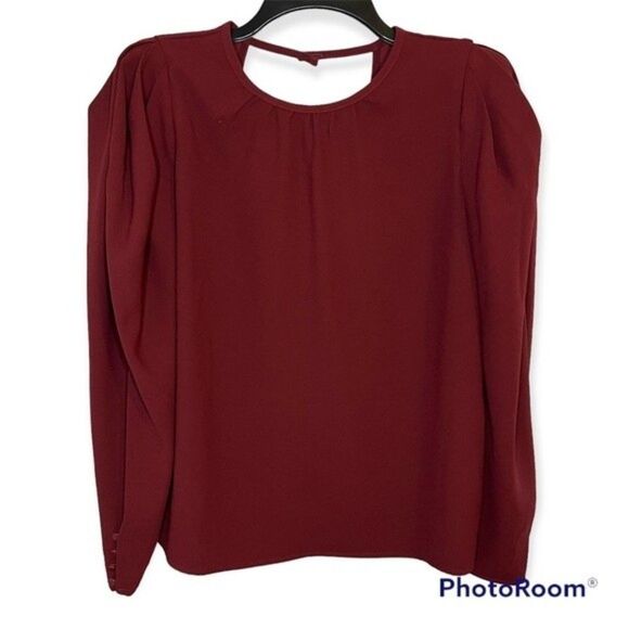 Express Women’s Maroon Puffy Shoulder Long Sleeve Top Size Small - Picture 1 of 8